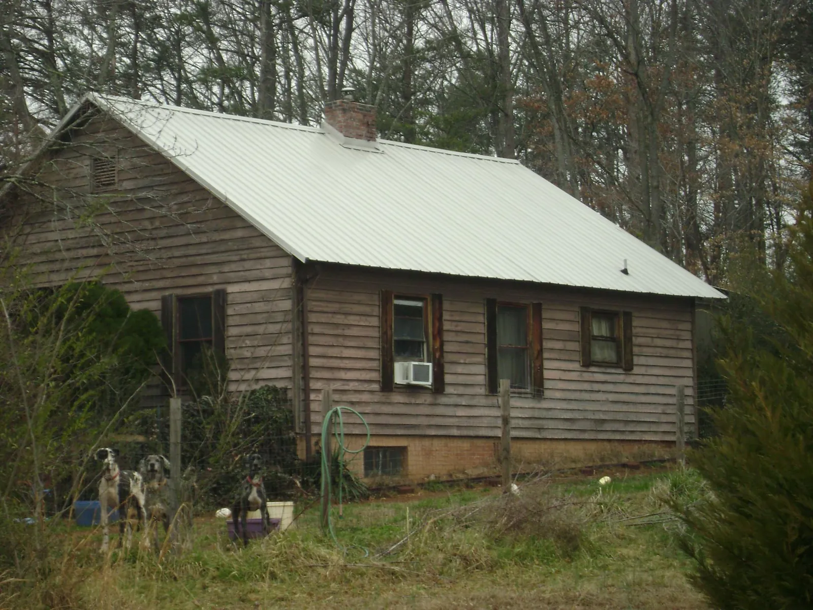 White metal roof on an old wood sided farmhouse in Sauk Rapids